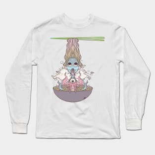 Ramen Noodle And Octopus Tentacle Anime Girl Long Sleeve T-Shirt